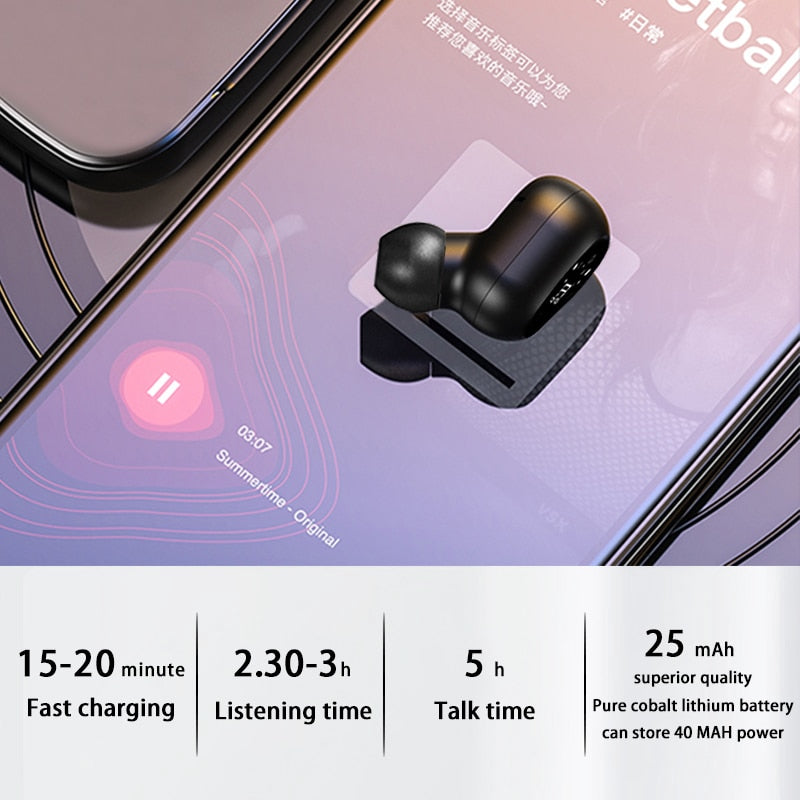 Invisible Ture Wireless Earphone Noise Cancelling Bluetooth Headphone Handsfree Stereo Headset TWS Earbud With Microphone eprolo