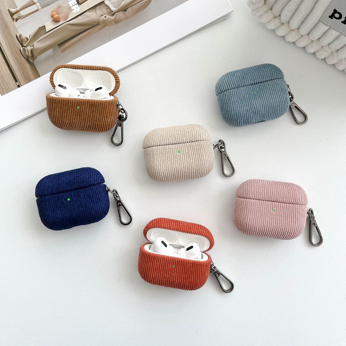 Corduroy Apple Wireless Earphone Case Suitable for Airpods Pro2 Pure Ribbon Buckle Earphone Protective Cover eprolo