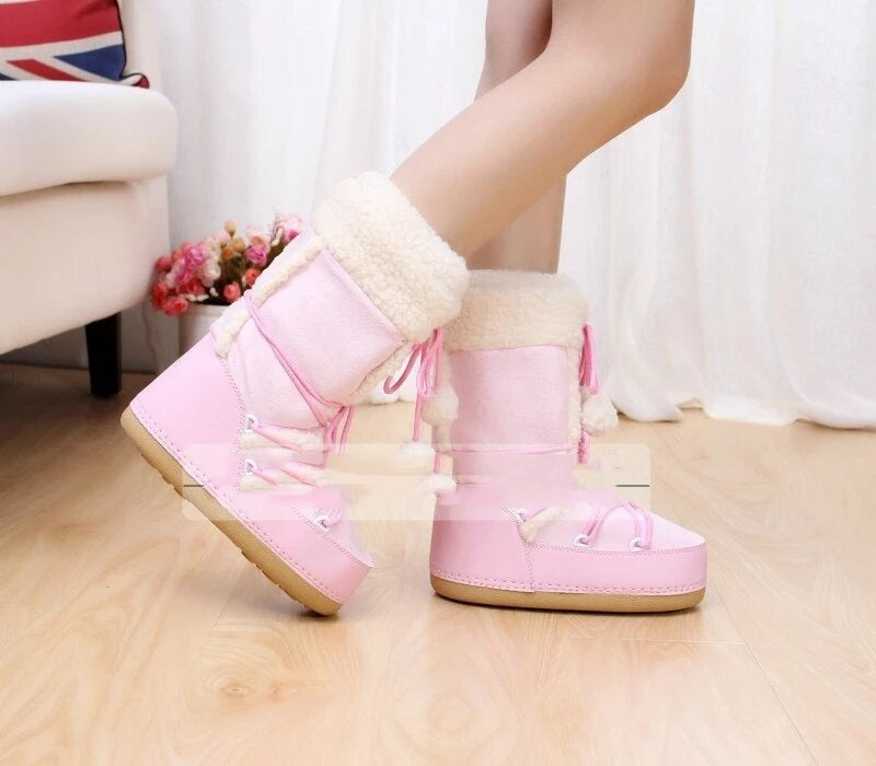 Women's Fashion Fur Ball Non-slip Snow Boots