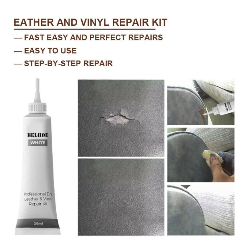1PCS 20 Ml White Leather Repair Gel Car Seat Home Leather Complementary Color Gel Car Seat Instrument Panels Sofas Repair Cream eprolo