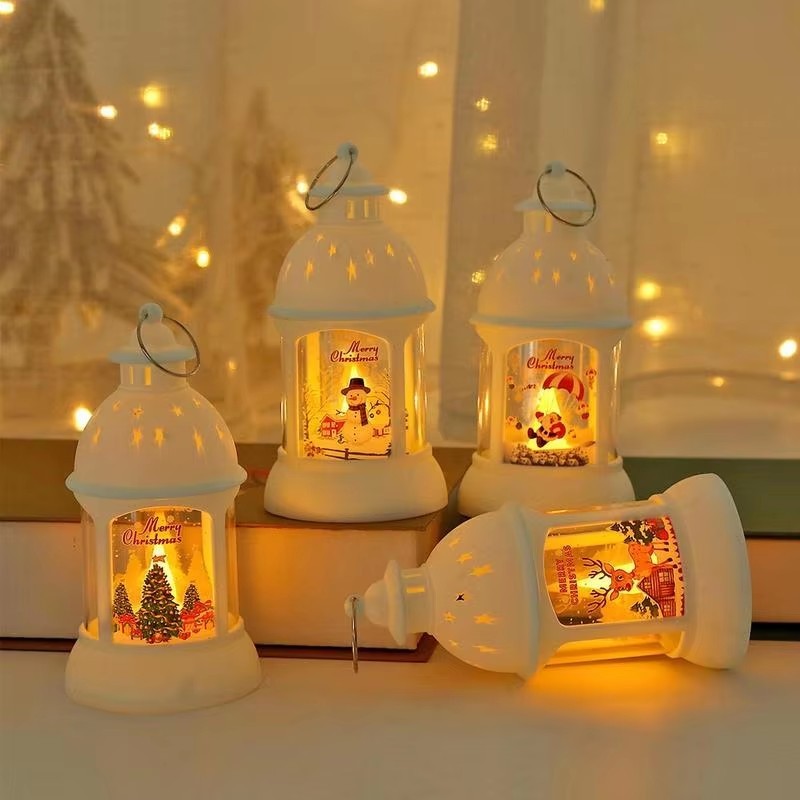 Christmas Lantern LED Lighted Snowman Lamp With Santa Claus Decorative Hanging Lanterns Christmas Snow Globes Gifts For Children