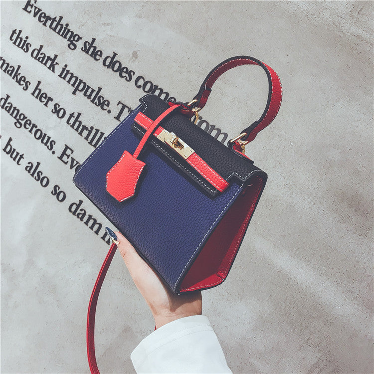Lychee print color contrast kelly bag