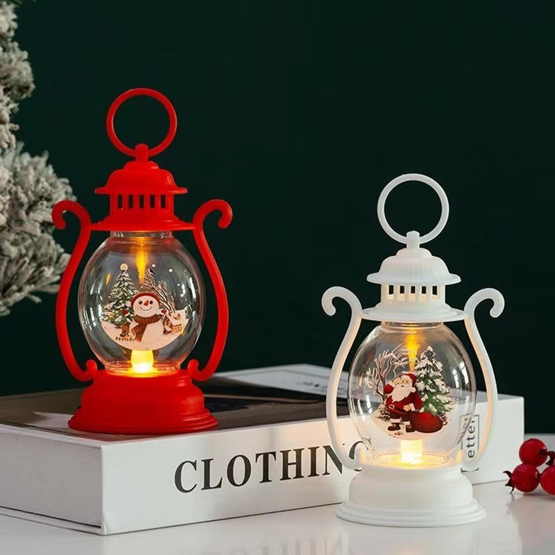 Christmas Lantern LED Lighted Snowman Lamp With Santa Claus Decorative Hanging Lanterns Christmas Snow Globes Gifts For Children