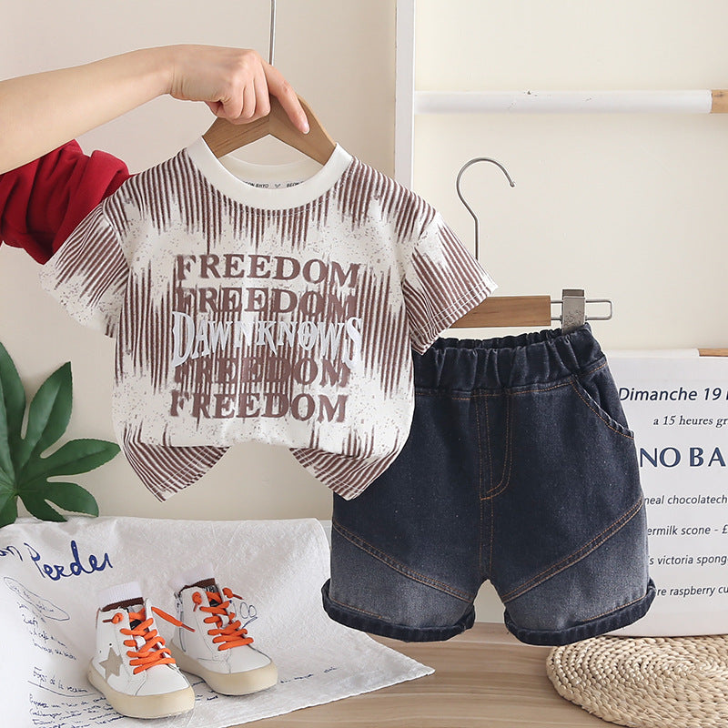Summer letter short sleeved boys' and baby's clothing eprolo