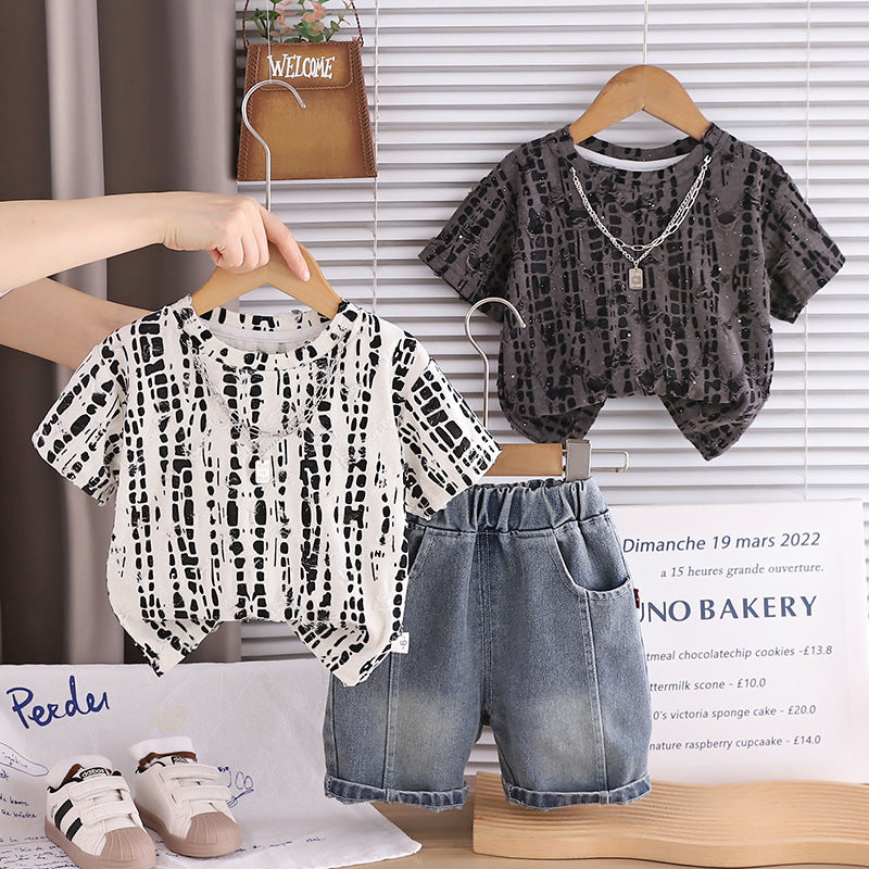 Children's clothing boys' summer casual short sleeved two-piece set eprolo