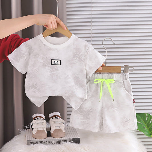 Children's clothing summer baby sports short sleeved two-piece set eprolo