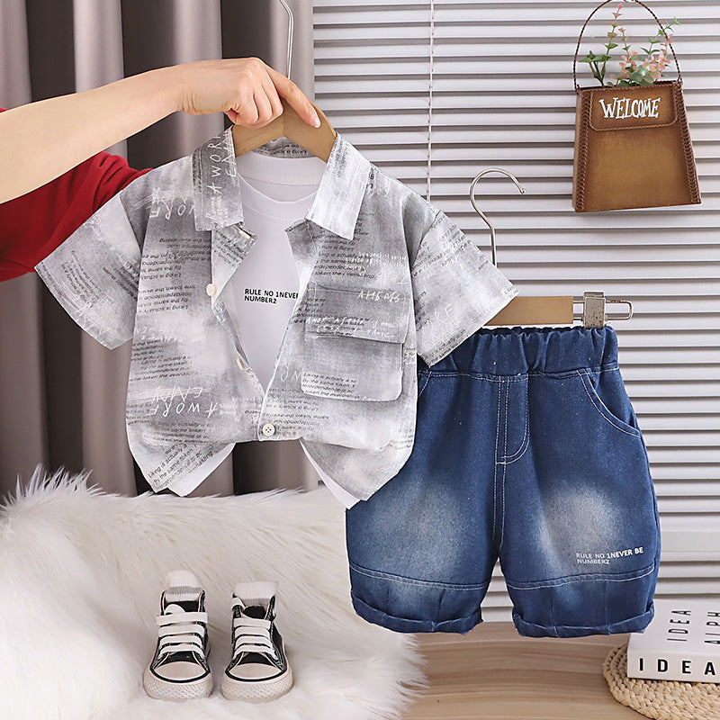 Letter shirt short sleeved three piece set for children in summer eprolo