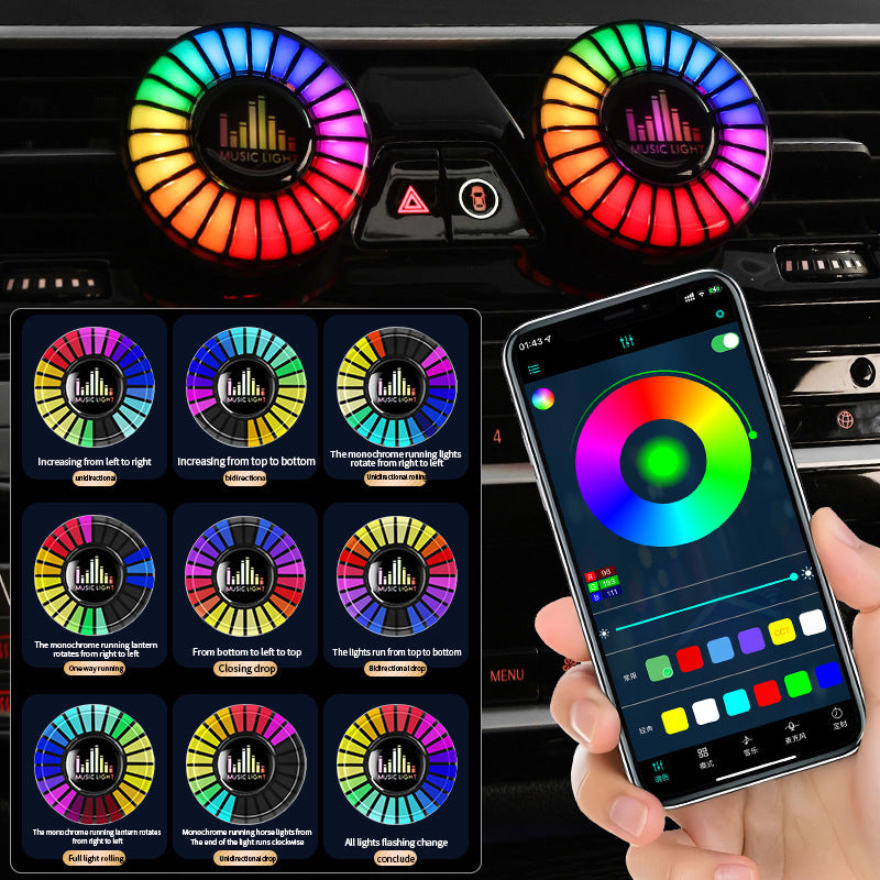 Car aromatherapy air outlet atmosphere light Car sound pickup light Car perfume voice-controlled rhythm light eprolo