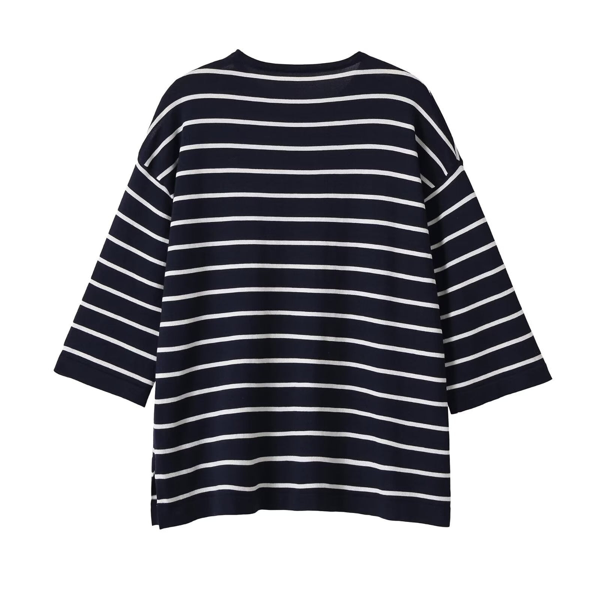 Simple and loose fine needle striped round neck knitted sweater for women eprolo