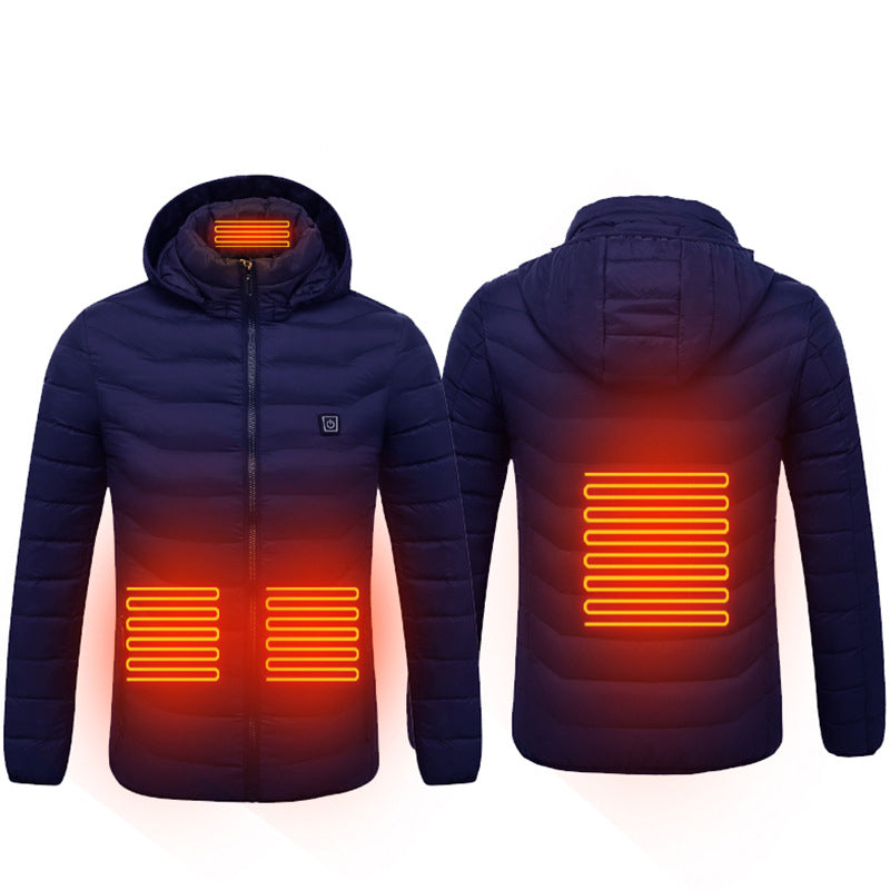 Smart Heating Clothes Winter Standing Collar Hooded Light Thin Heat Preservation Jacket Men's Electric Heating Thermostat Cotton Jacket