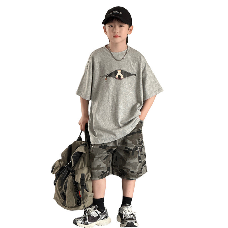 Boys' Short Sleeve T-Shirt, Boy's Casual Short Sleeve Set eprolo