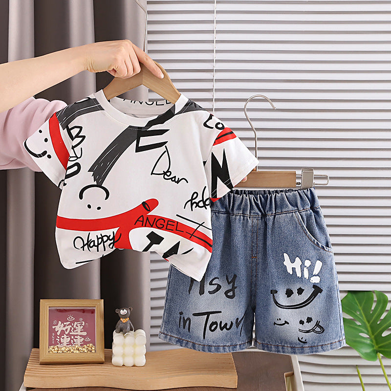 Summer clothing baby casual children's summer two-piece set eprolo