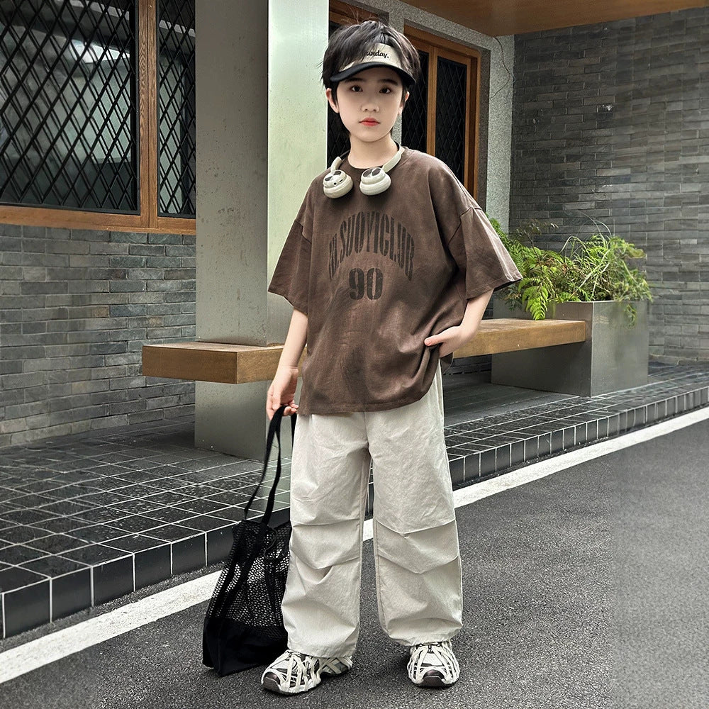 Children's Boys Short Sleeve Set Long Pants Two-Piece Suit eprolo