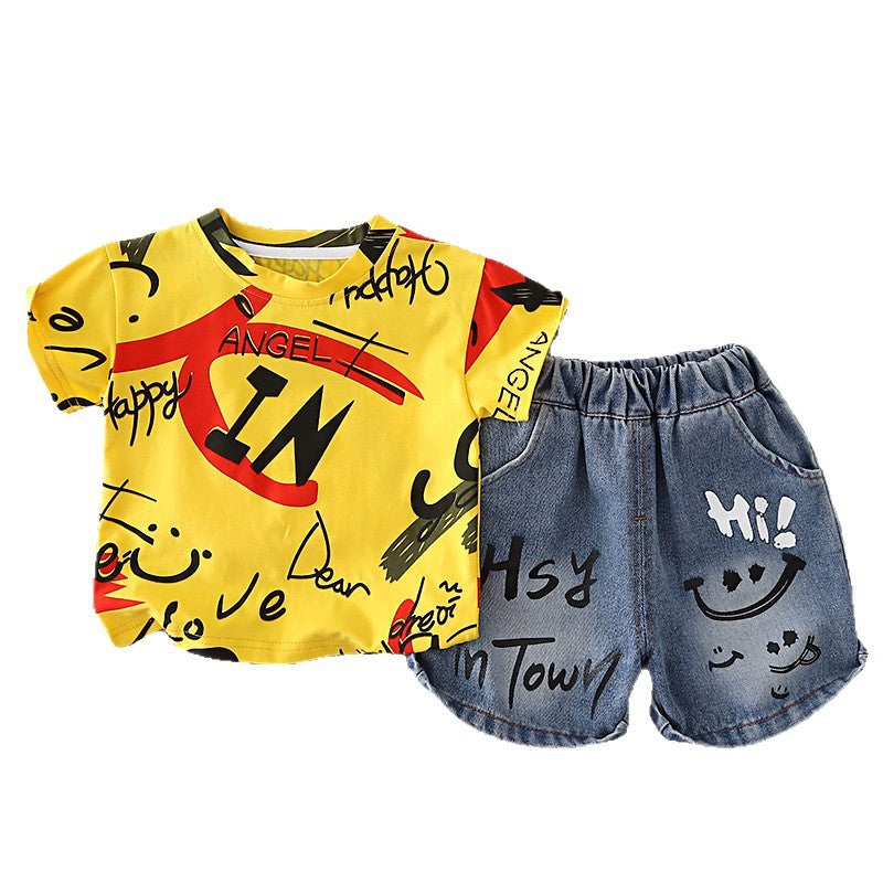 Summer clothing baby casual children's summer two-piece set eprolo