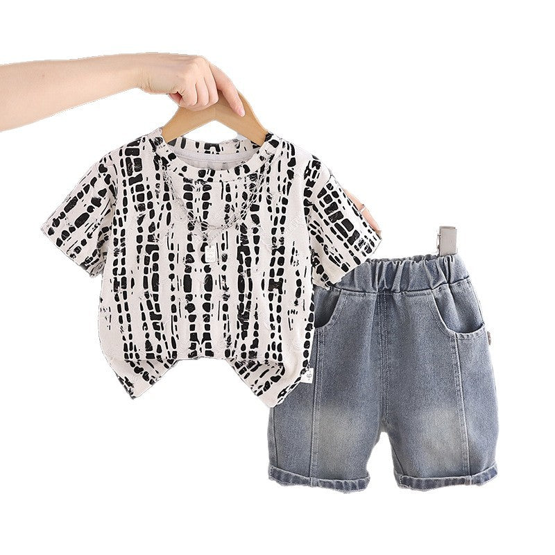 Children's clothing boys' summer casual short sleeved two-piece set eprolo