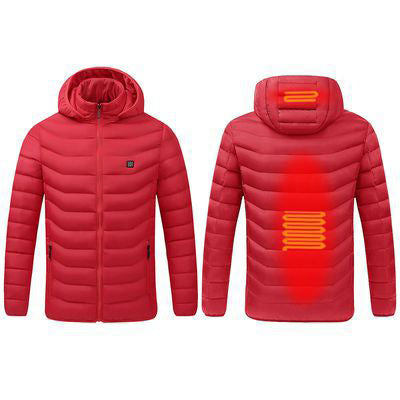 Smart Heating Clothes Winter Standing Collar Hooded Light Thin Heat Preservation Jacket Men's Electric Heating Thermostat Cotton Jacket