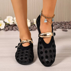 Polka Dot Mesh Slip-Ons