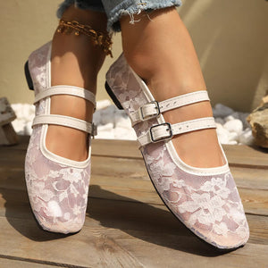 Square Toe Lace Slip-Ons