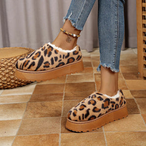 Leopard Print Faux Fur Lined Platform Boots
