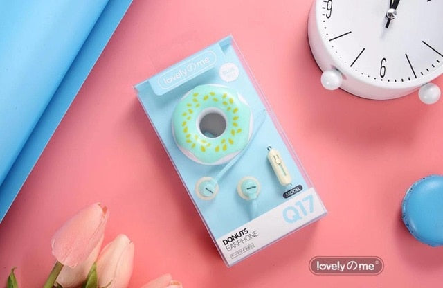 Cute Earphones  Macarons Donut Cartoon Earphone Q17 White/Pink/Green/Blue/Black/Mint Green Portable Earplug eprolo