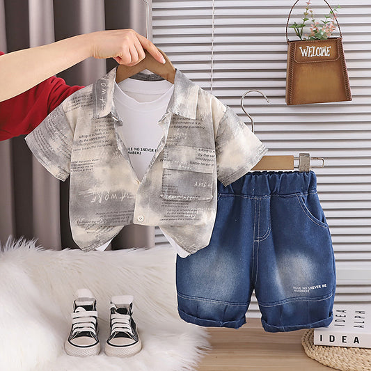 Letter shirt short sleeved three piece set for children in summer eprolo