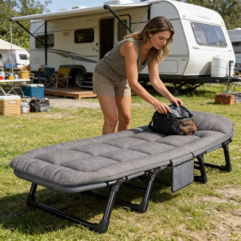 Adjustable Portable Folding Chair Space Saving with Side Pocket for Bedroom Office Outdoor Camping Compact eprolo