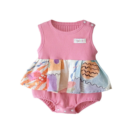 Lightweight Onesie, Summer Cartoon Cake Dress Bodysuit, Sleeveless Infant Cute Romper eprolo