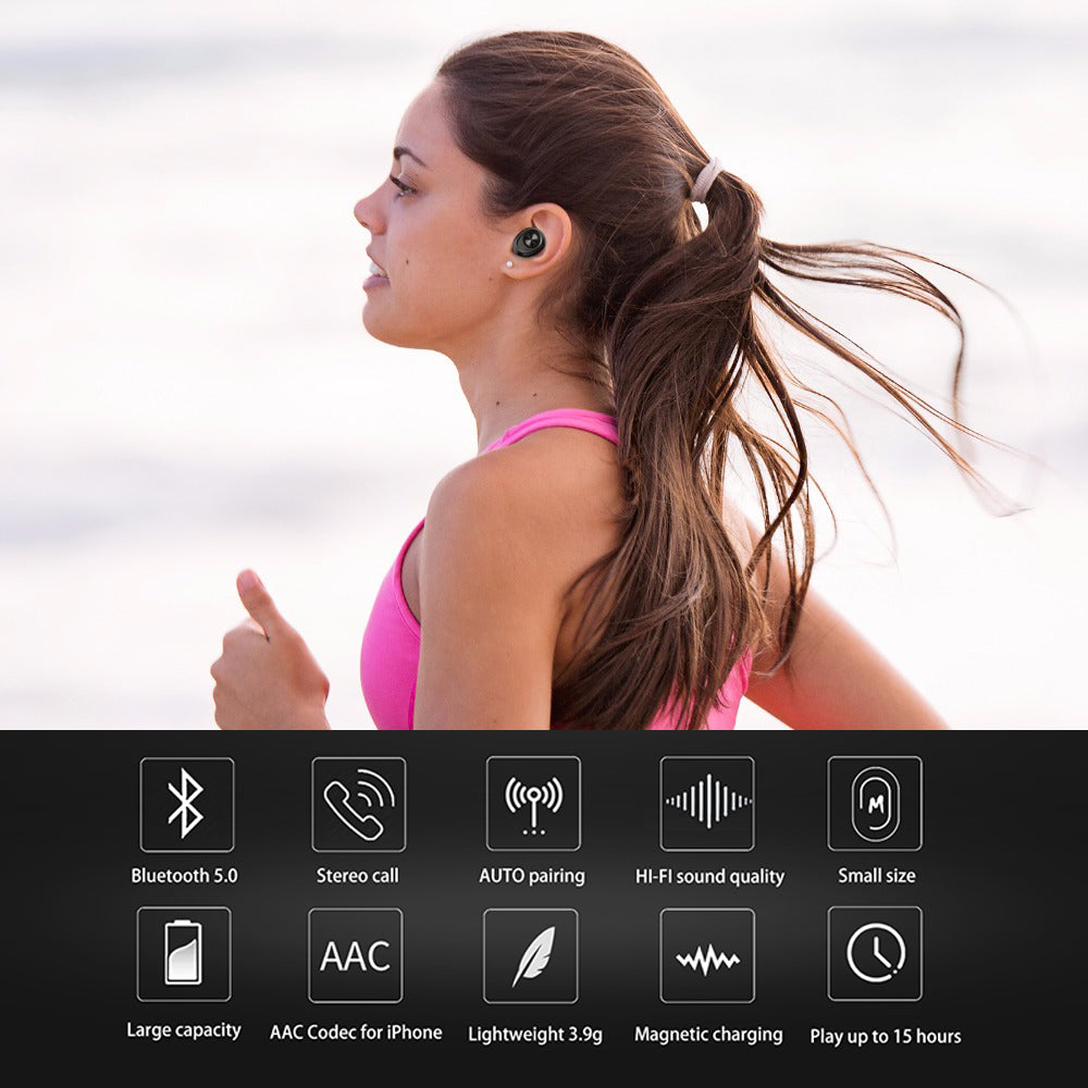 Anomoibuds Capsule TWS Wireless Earbuds V5.0 Bluetooth Earphone Headset Deep Bass Sport Earphone eprolo