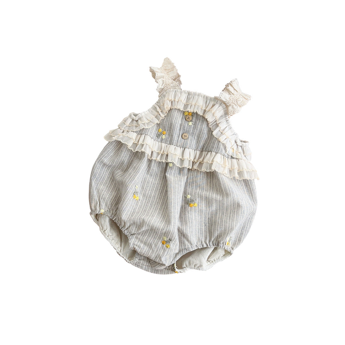 Lightweight Romper Sweet Lace Trim Infant Crawling Suit Toddler Strap One-Piece eprolo