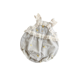 Lightweight Romper Sweet Lace Trim Infant Crawling Suit Toddler Strap One-Piece