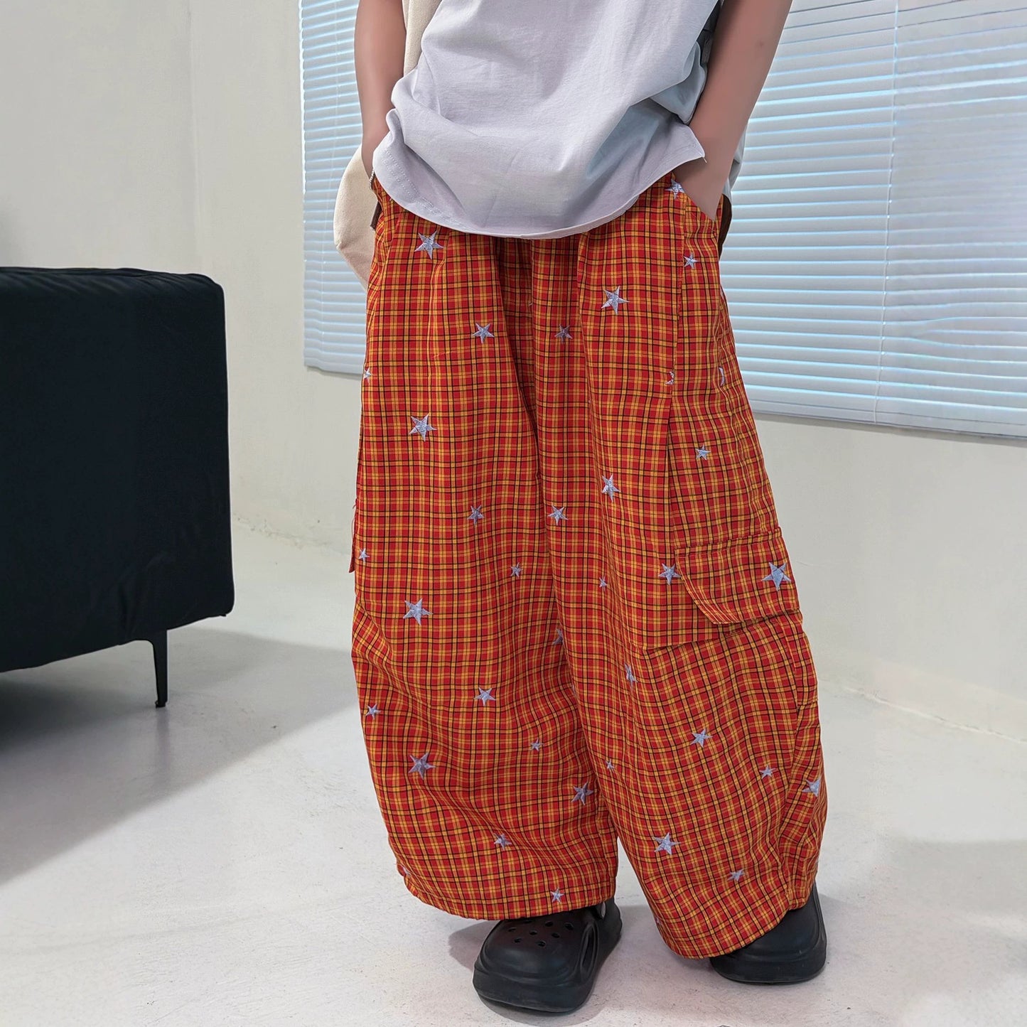 Boys' Pants Lightweight Mosquito-Proof Long Trousers Checkered Pattern Kids Casual Wear eprolo