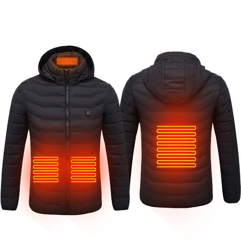 Smart Heating Clothes Winter Standing Collar Hooded Light Thin Heat Preservation Jacket Men's Electric Heating Thermostat Cotton Jacket