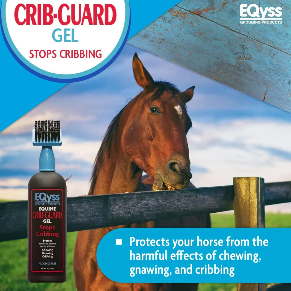 EQyss Crib-Guard Anti-Chewing Gel w/ Brush 16 oz. Aloe-Based Anti-Chew Horses Paw and Tail Supply