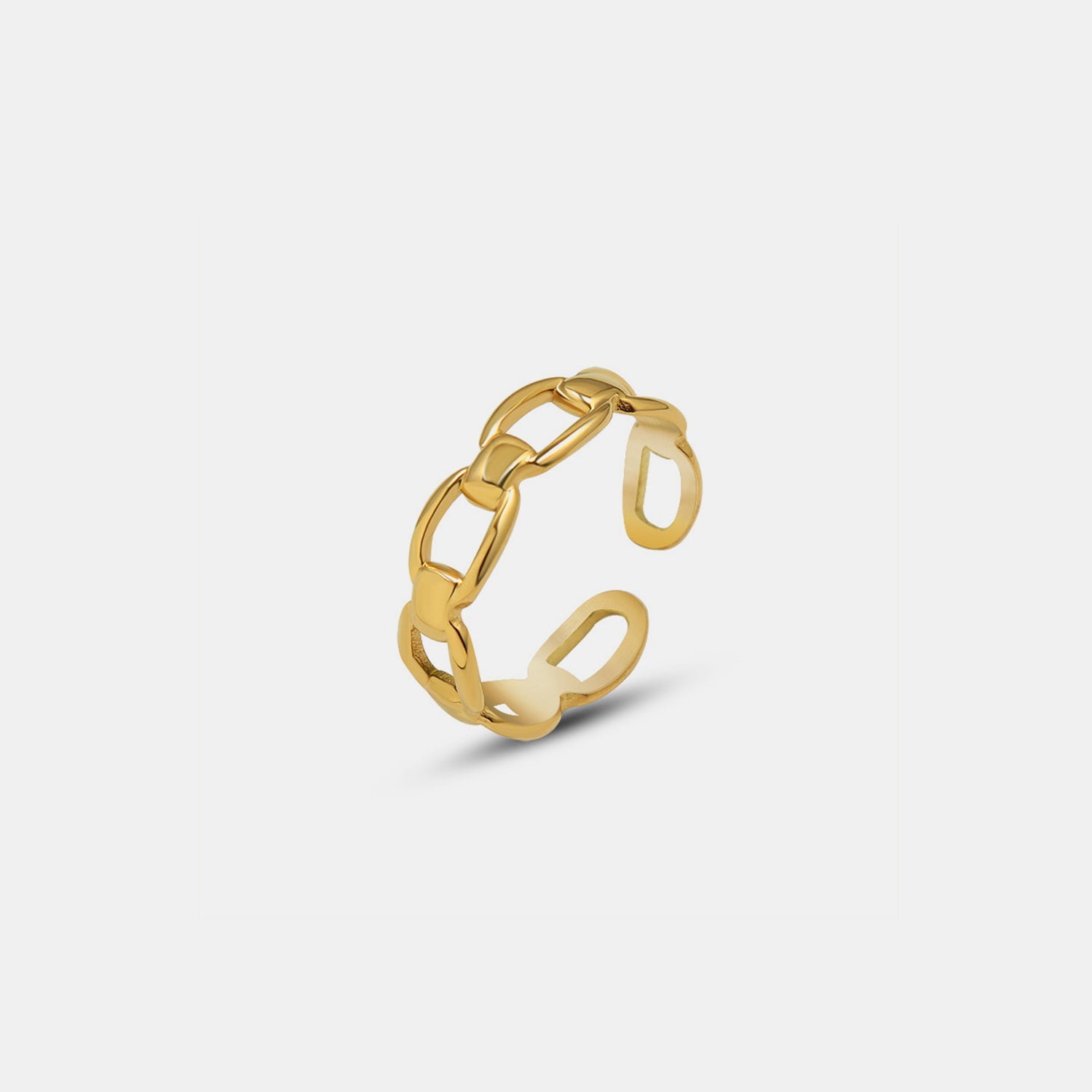 Adjustable titanium steel gold-plated ring with a modern chain design, perfect for stylish looks.