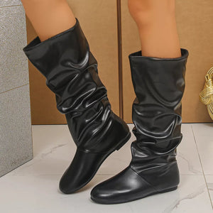 Slouchy Mid-Calf Boots