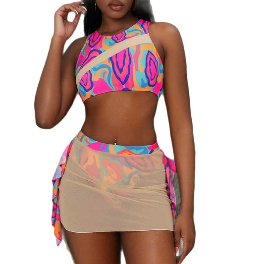 Multi print split swimsuit eprolo
