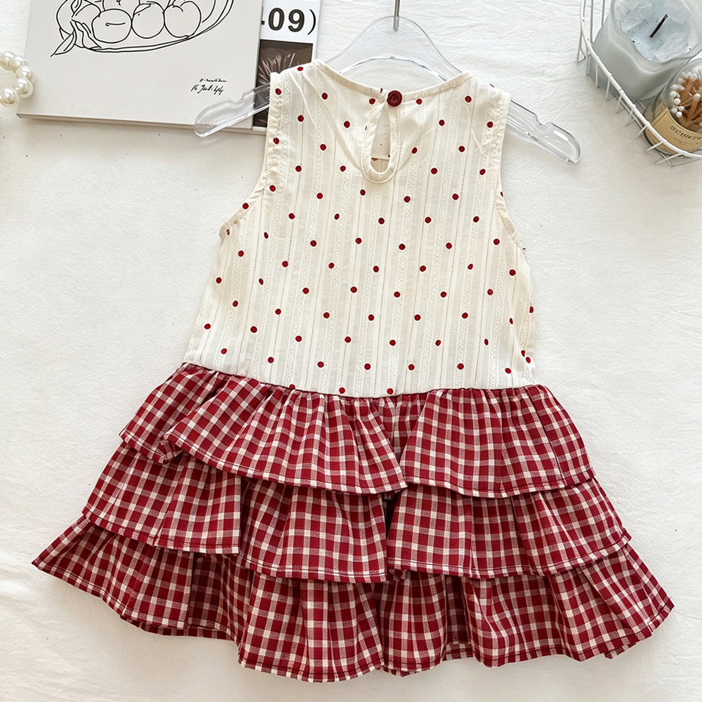 Polka Dot Bow Backless Dress for Girls Red and White eprolo