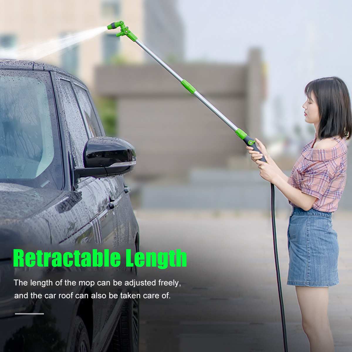 2 in 1 Car Wash Mop Mitt with Long Handle Chenille Microfiber Car Wash Dust Brush Extension Pole 75-112cm Scratch Cleaning Tool eprolo