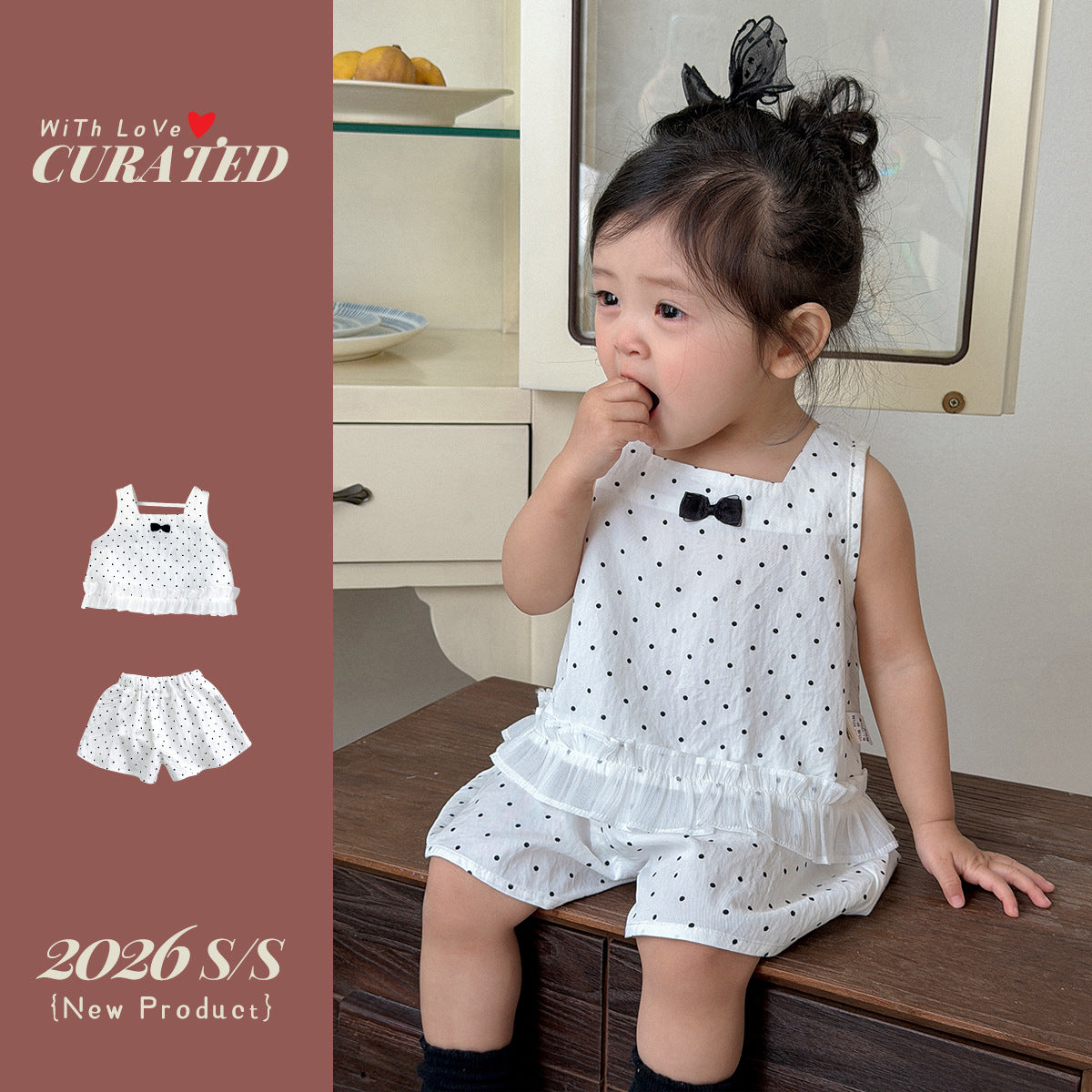 Polka Dot Outfit Loose Shorts Lightweight Wide Strap Tank Top for Girls Summer Clothes eprolo