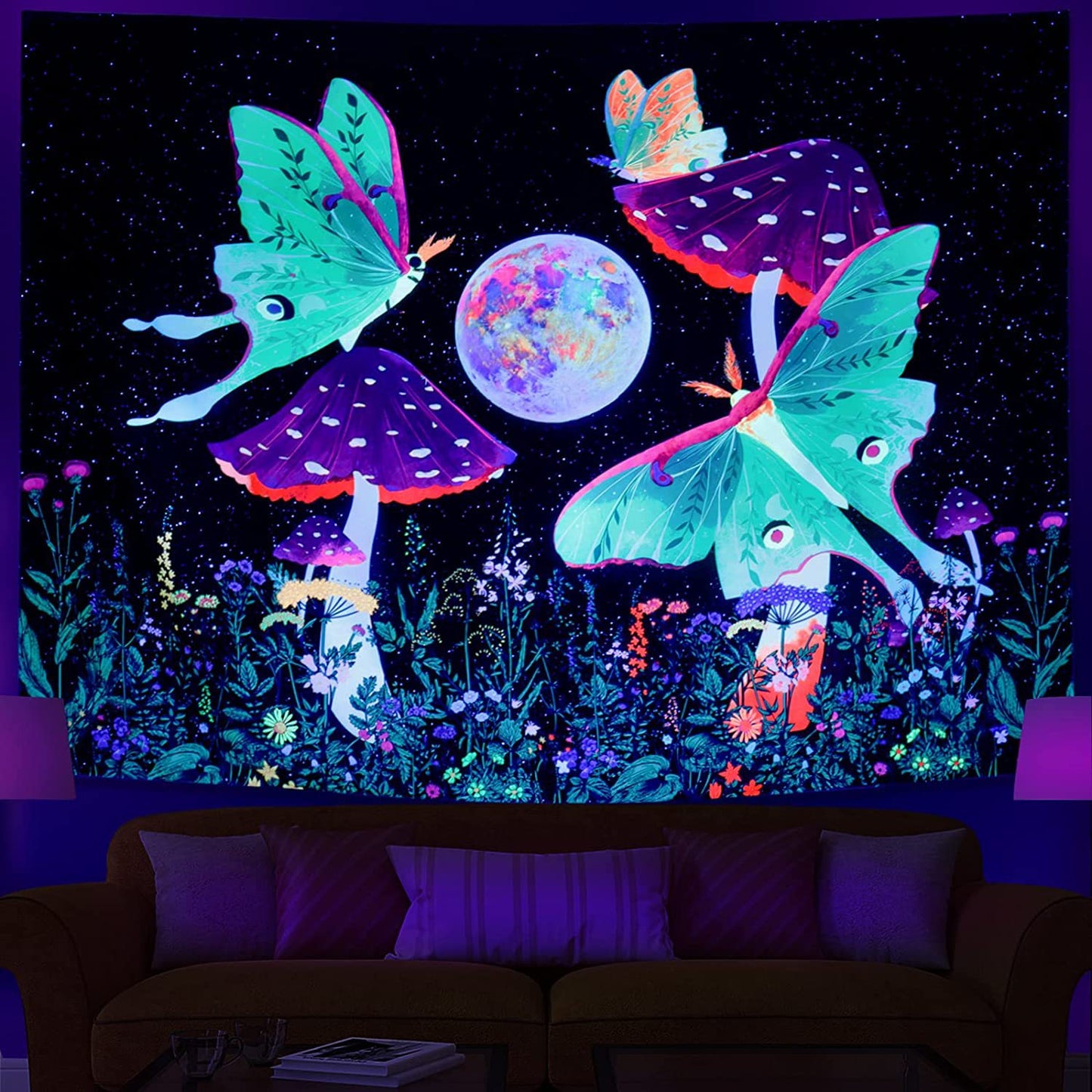 Home Room Dormitory Wall Purple Decorative Cloth Hanging Cloth Tapestry Room Background Cloth Wall Tapestry Hanging