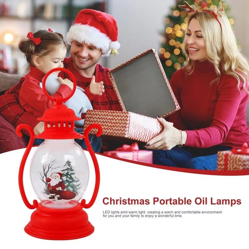 Christmas Lantern LED Lighted Snowman Lamp With Santa Claus Decorative Hanging Lanterns Christmas Snow Globes Gifts For Children