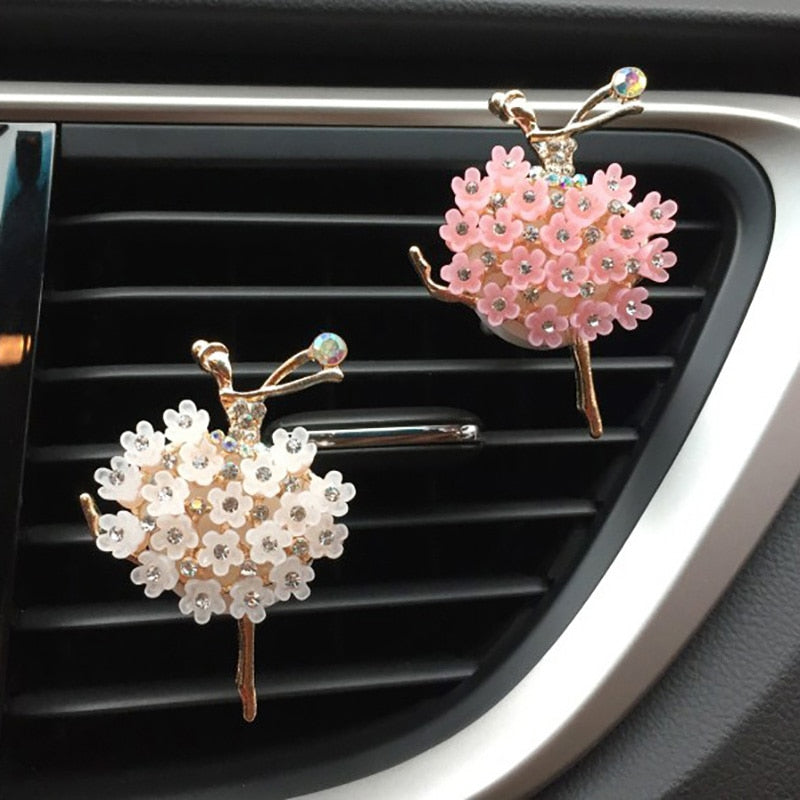 Car Aroma Diffuser Fragrance For Car Flavoring Air Fresheners Auto Perfume Car Smell Vent Clip Ballet Bling Car Accessory Girls eprolo