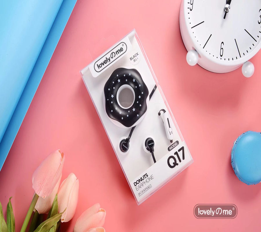 Cute Earphones  Macarons Donut Cartoon Earphone Q17 White/Pink/Green/Blue/Black/Mint Green Portable Earplug eprolo