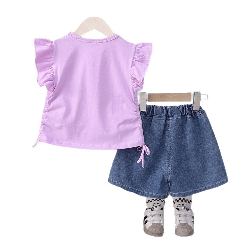 Cute printed butterfly short sleeved baby shorts two-piece set eprolo
