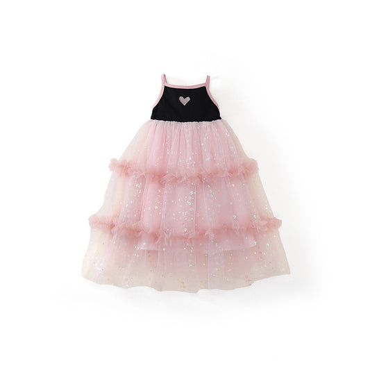 Girls' Dress with Heart Pattern, Backless Sleeveless Dress for Baby Girls eprolo