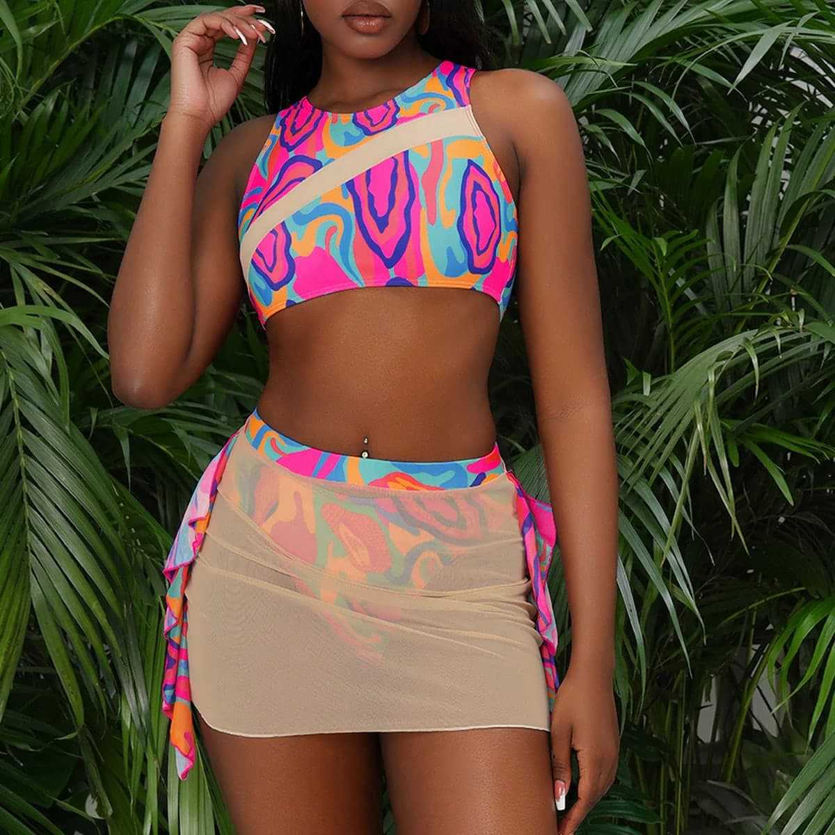Multi print split swimsuit eprolo