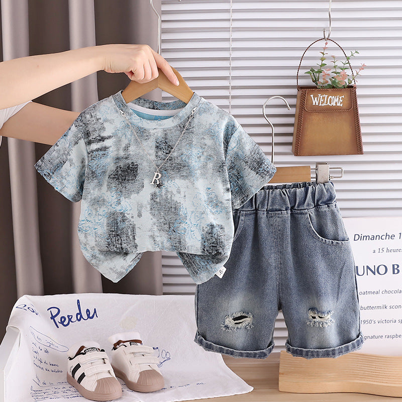 Summer clothes short sleeved shorts two-piece set eprolo