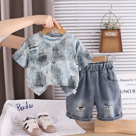 Summer clothes short sleeved shorts two-piece set eprolo