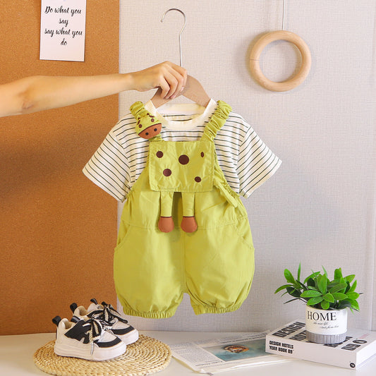 Children's cartoon short sleeved overalls baby summer thin two-piece set eprolo