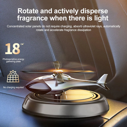 Solar Rotating Helicopter Aromatherapy Car Ornaments Car Air Freshener Alloy + ABS Wooden Aromatherapy Machine eprolo
